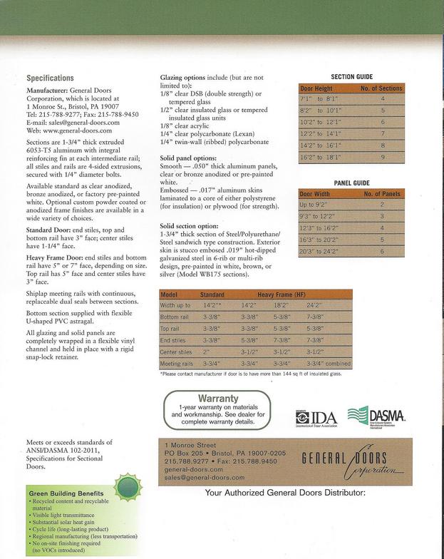 Commercial Garage Door Specifications